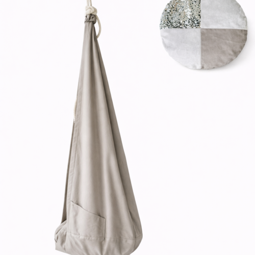 kokon huśtawka sensoryczna TAUPE z poduszką dla dzieci do pokoju